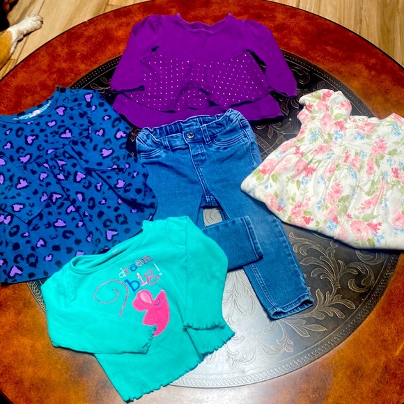 H&M Other - Girls Bundle Jeans, 2 Blouses Jumpsuit Long Sleeve Thermal Top All 12-18 Months